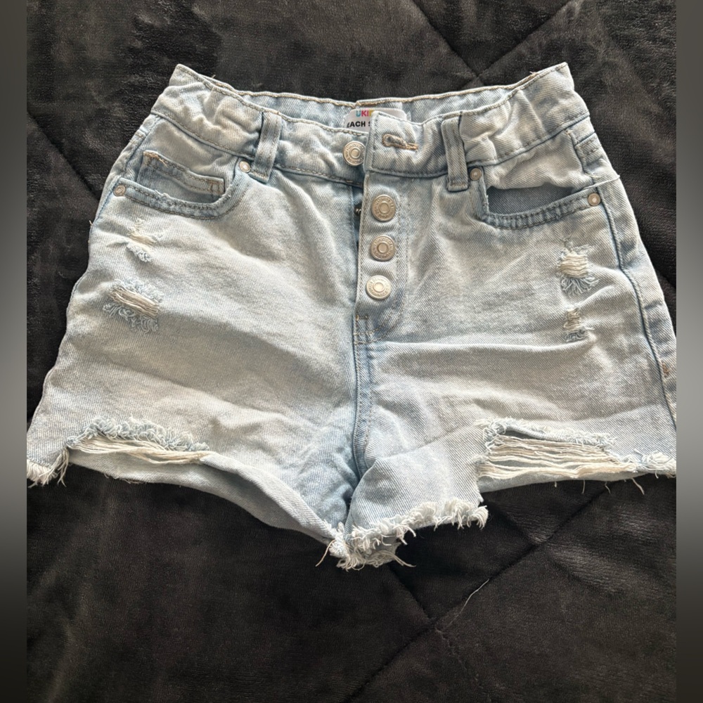 Urban Planet Light Wash Distressed Denim Shorts